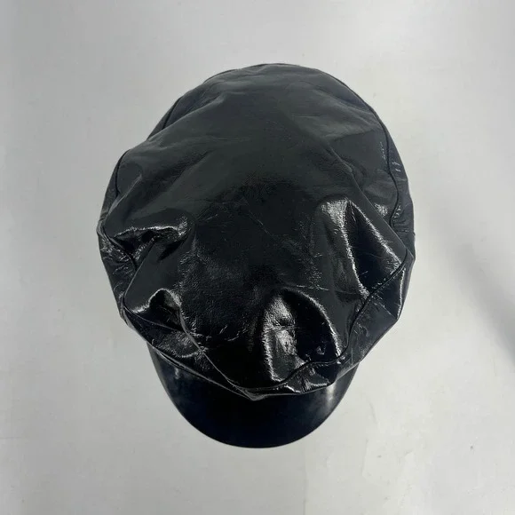 Eugenia Kim Jessa Black Patent Leather Baker Boy Hat Newsboy Cap Faux Leather - Picture 15 of 16